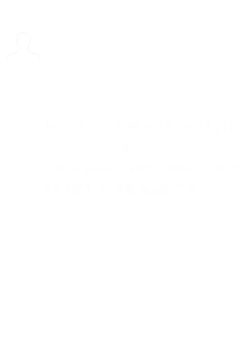 Host: Mel Brandon, Available Dates September 24th or 26th. Event starts at 6:30 p.m. both nights. Location is Fleming's Steakhouse, 1855 S. Lindbergh Blvd. 63131